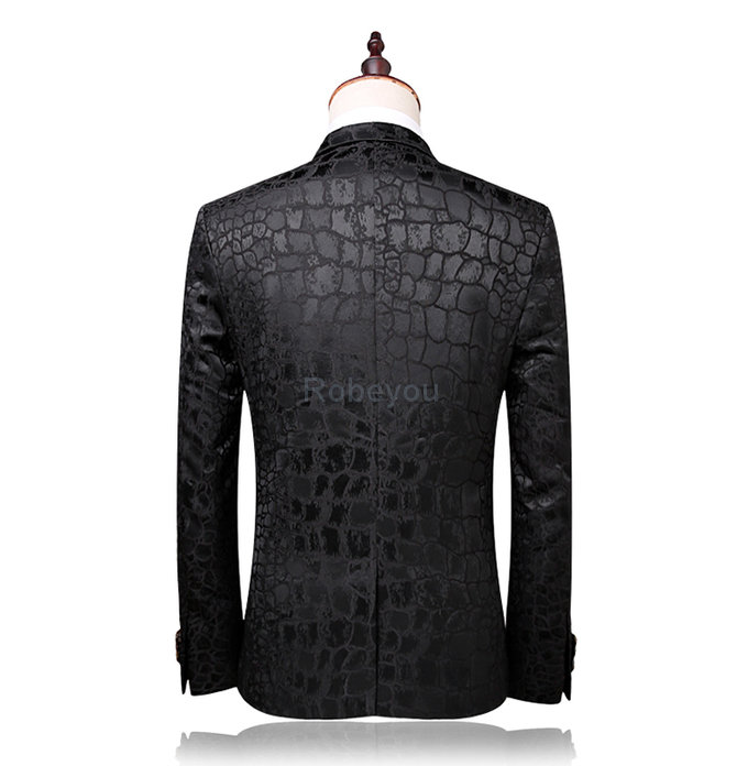 Jacquard fit mariage mâle marié tuxedos qriginal hommes blazer slim imprimé