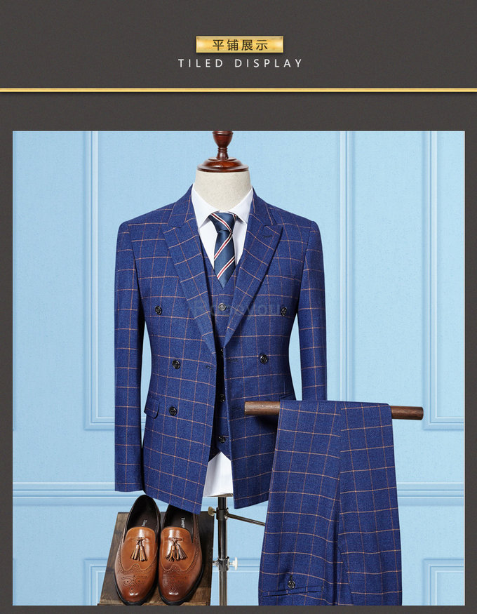 Vêtements hommes costumes de mariage pour hommes bleu plaid scène formels