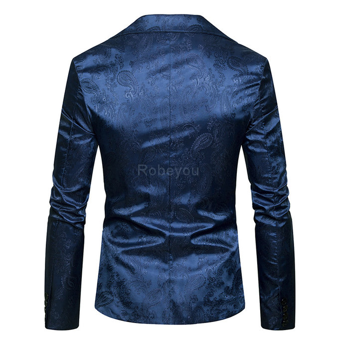 Et automne mode nouveaux hommes costume imprimer slim convient blazers veste manteau fleur