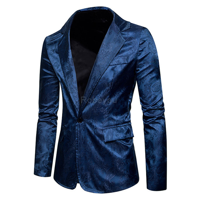 Et automne mode nouveaux hommes costume imprimer slim convient blazers veste manteau fleur