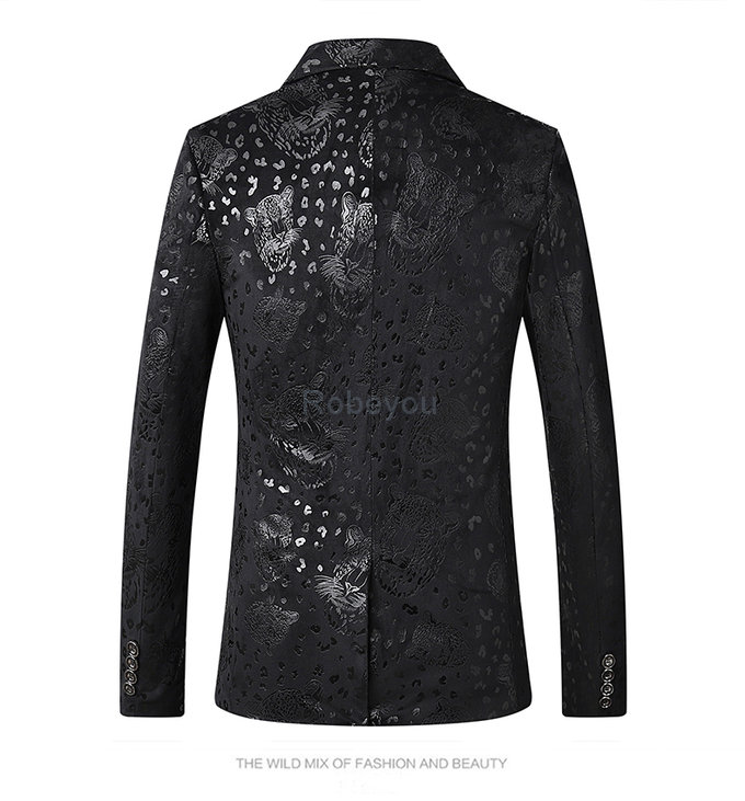 Blazer de luxe imprimé costume asiatique taille slim fit nouveaux hommes