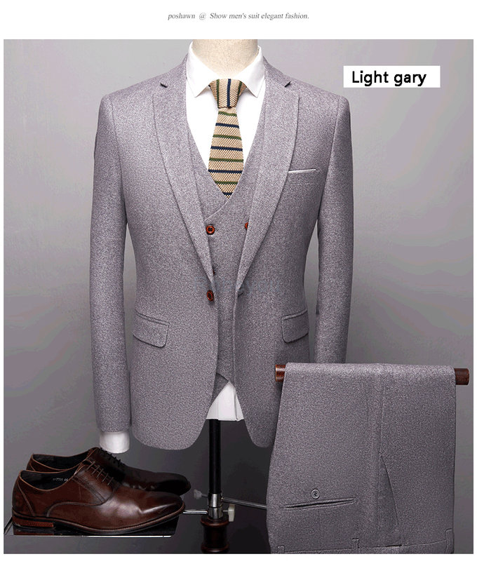 Asiatique taille 3 pièces veste + pantalon + gilet automne simple boutonnage affaires