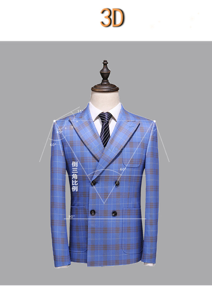 Affaires blazers grande taille impression mariage plaid asiatique taille slim fit