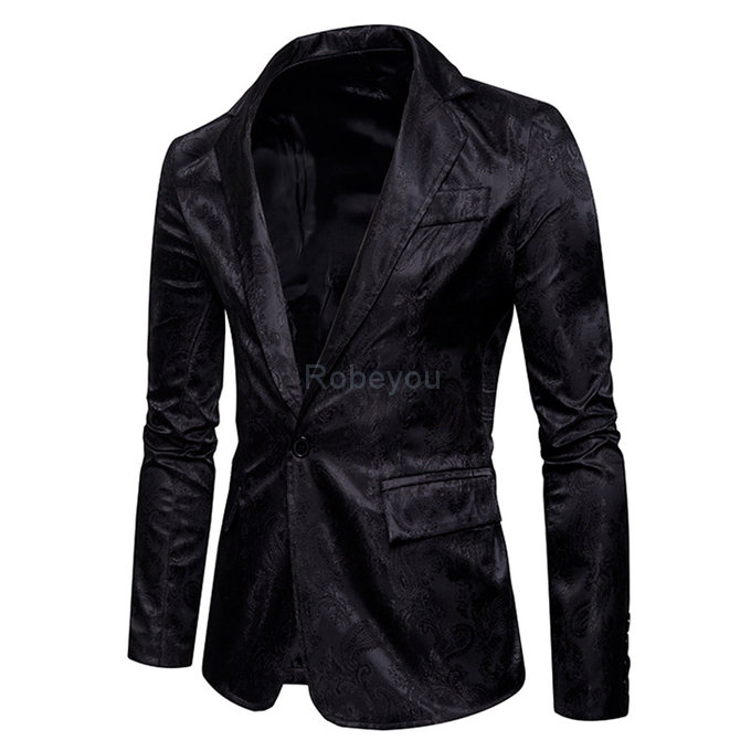 Et automne mode nouveaux hommes costume imprimer slim convient blazers veste manteau fleur