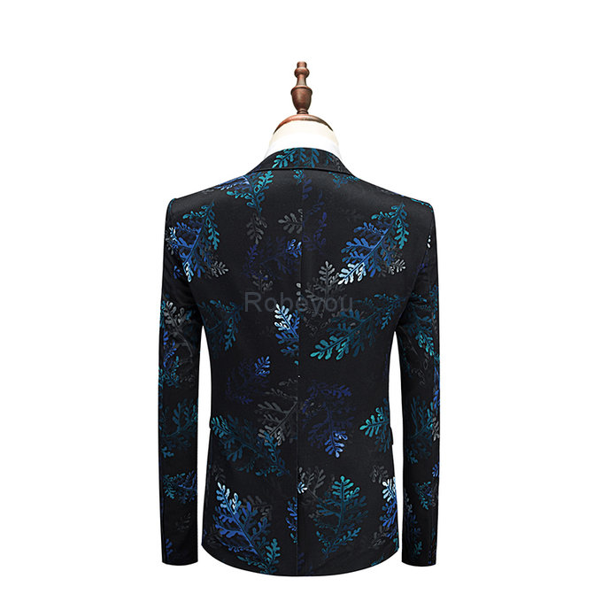 Smoking homme floral imprimé d'honneur blazer slim fit costume hommes 3 pièces