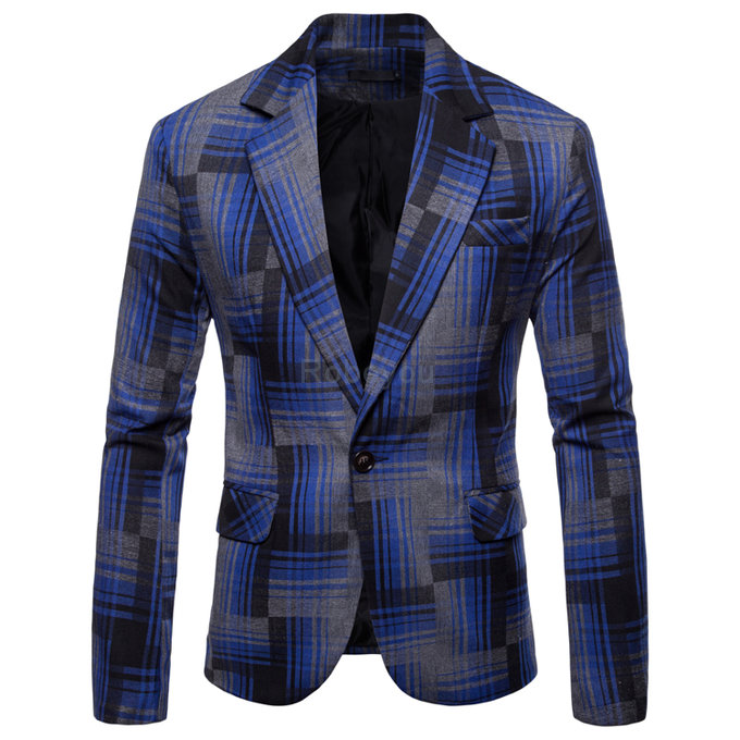 Nouveaux hommes mode manteau/hommes plaid costume veste fleur