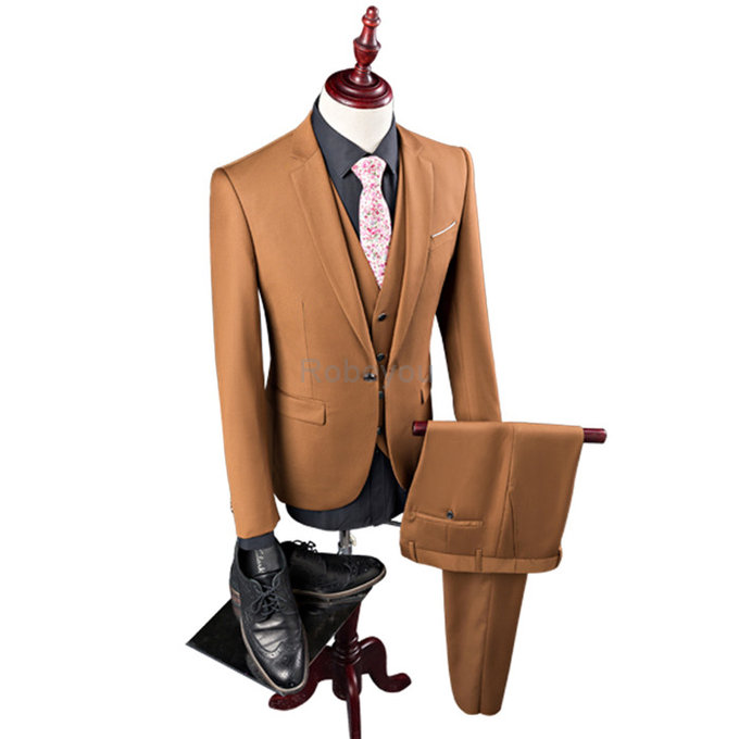 Gilet + pantalon nouveaux hommes loisirs simple couleur boutonnage costumes