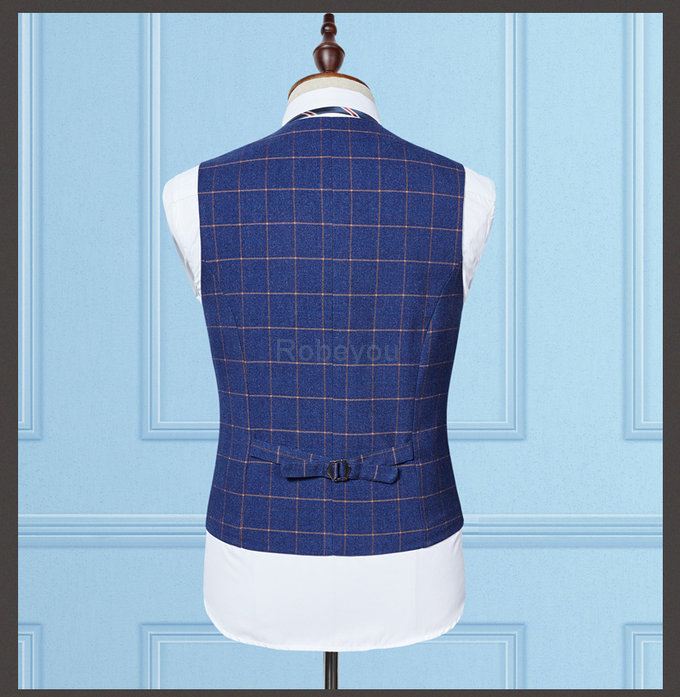 Vêtements hommes costumes de mariage pour hommes bleu plaid scène formels