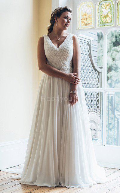 Robe de mariée luxueux romantique a-ligne de traîne moyenne avec perle
