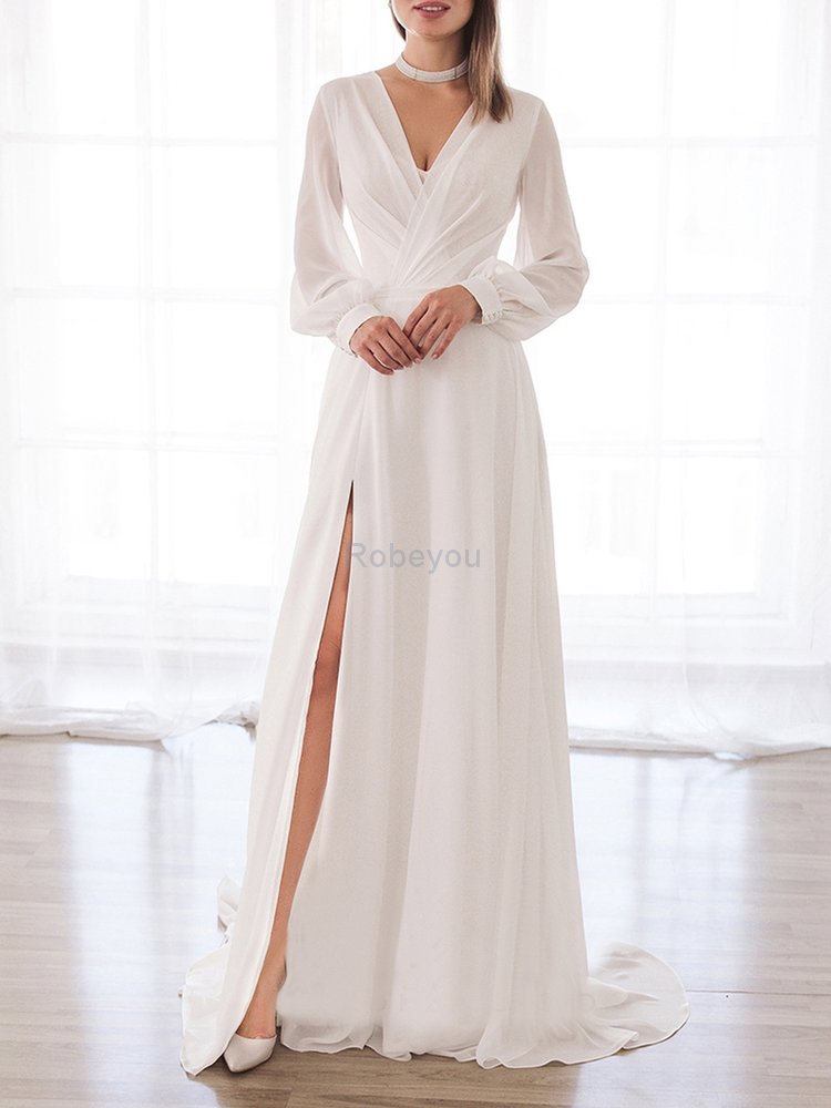Robe de mariée de traîne courte éblouissant romantique discrete naturel