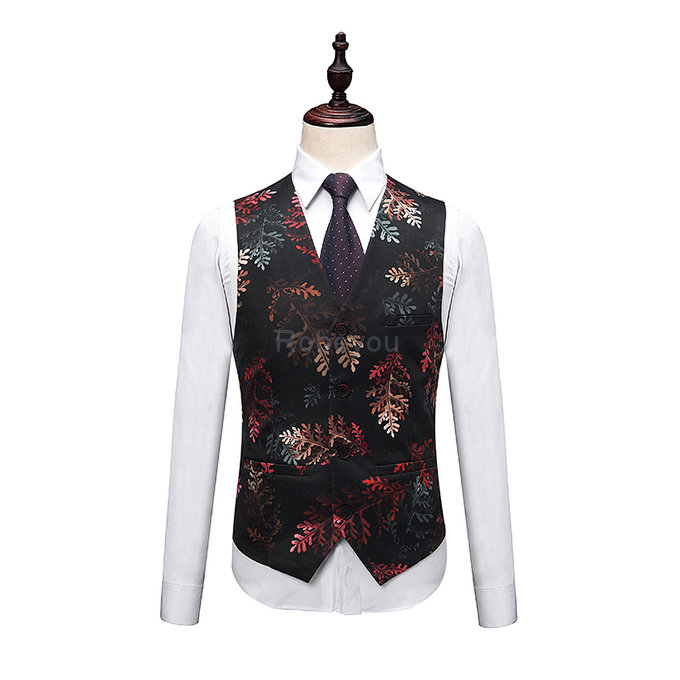 Smoking homme floral imprimé d'honneur blazer slim fit costume hommes 3 pièces