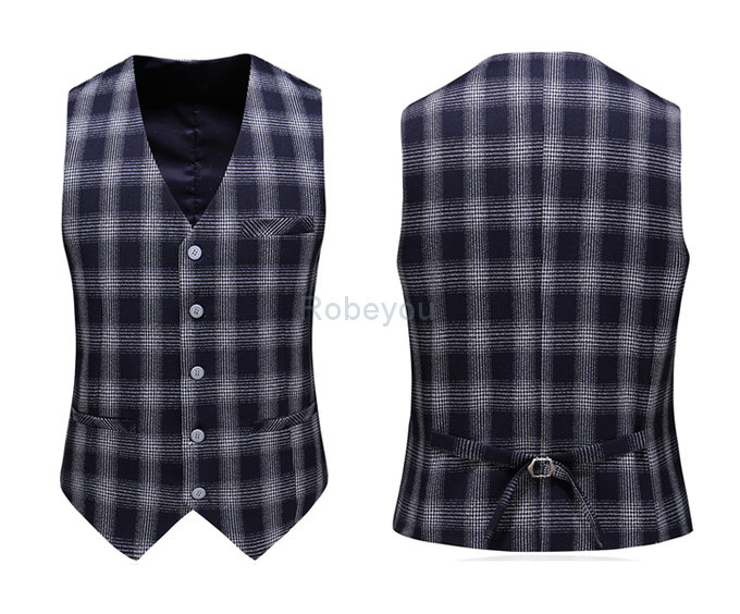 Costume homme slim fit costumes blazers annuel réunion plaid hommes costumes 3 pièce