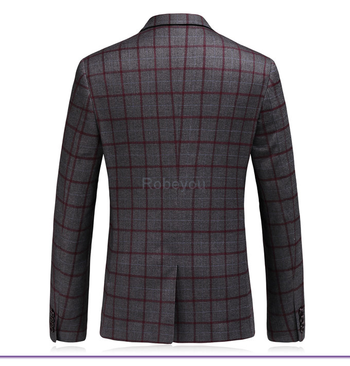 Plaid costume blazer costumes pour hommes veste + pantalon + gilet 3 pièces gentleman