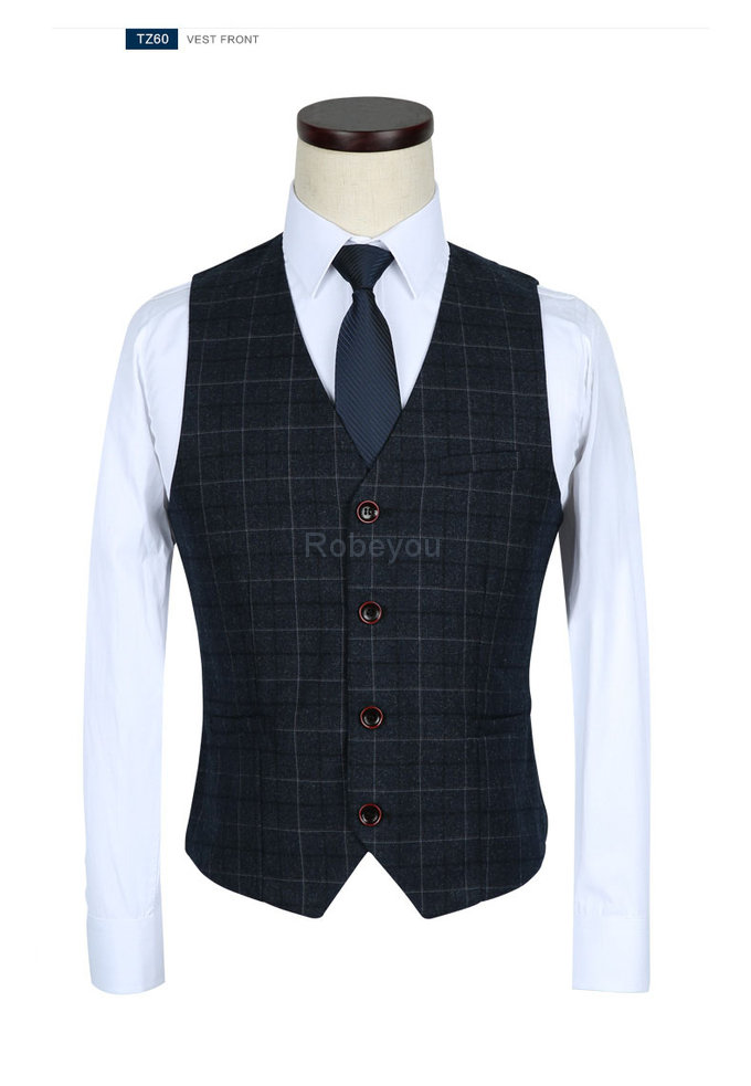 Costume hommes costumes pour hommes plaid robe de mariée hommes 3 pièces slim fit