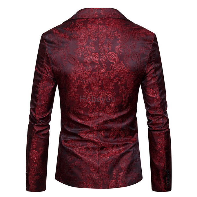 Et automne mode nouveaux hommes costume imprimer slim convient blazers veste manteau fleur