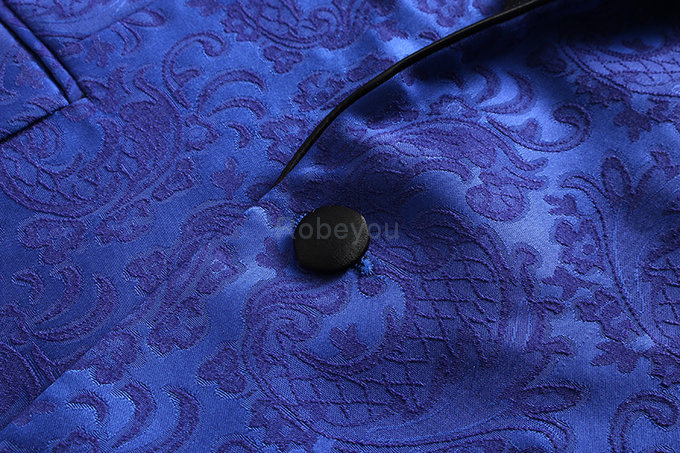 3 pièces bleu royal floral costumes hommes blazer costumes costumes