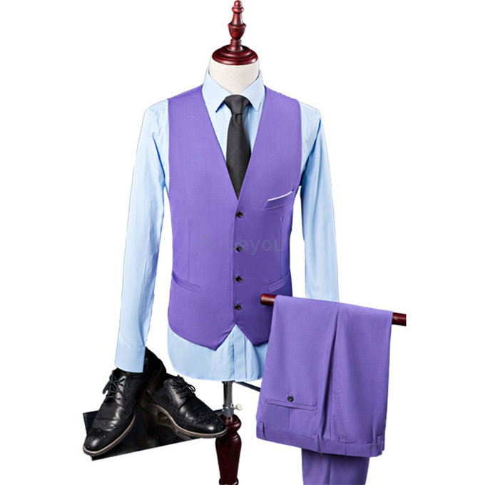 Gilet + pantalon nouveaux hommes loisirs simple couleur boutonnage costumes