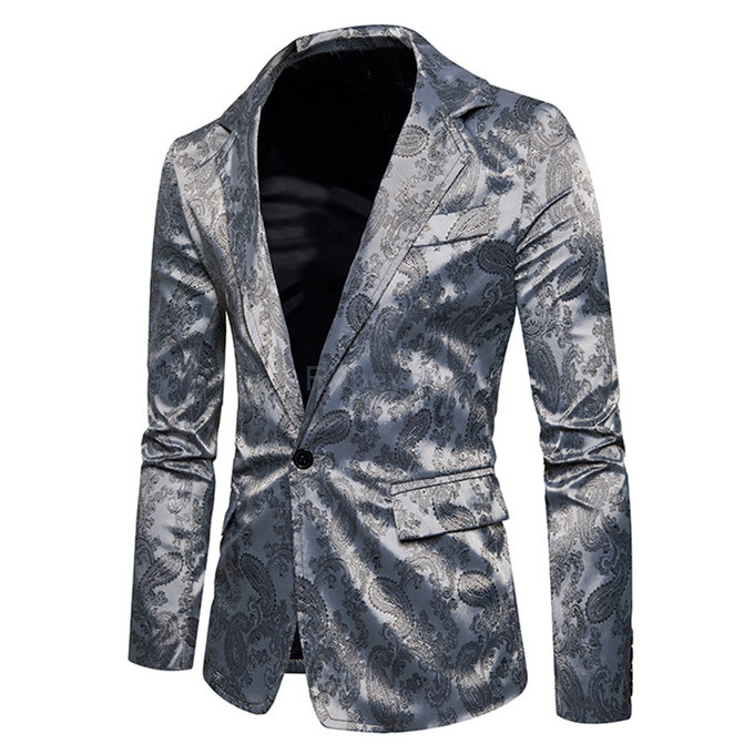 Et automne mode nouveaux hommes costume imprimer slim convient blazers veste manteau fleur