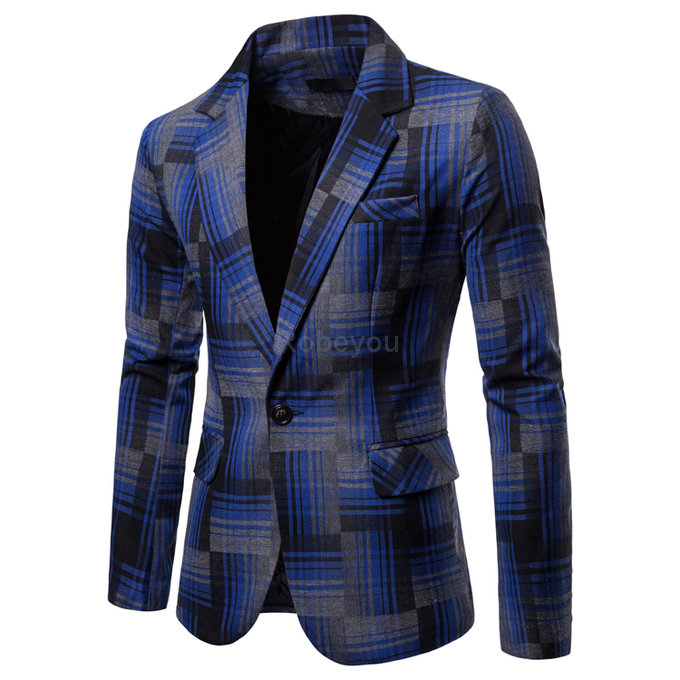 Nouveaux hommes mode manteau/hommes plaid costume veste fleur