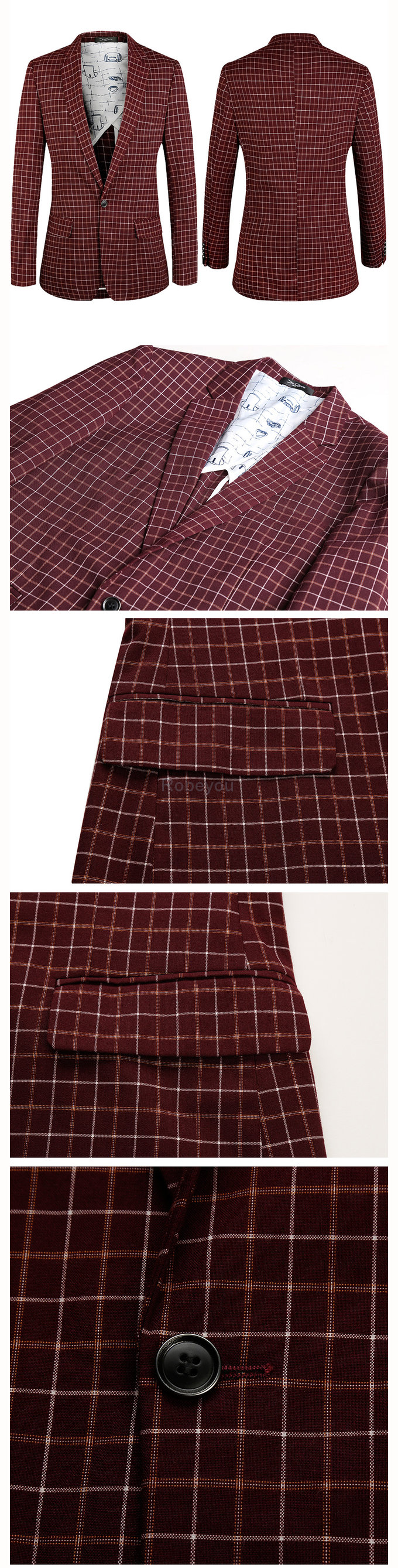 Plaid costume décontracté de luxe hommes marque manteaux grande taille