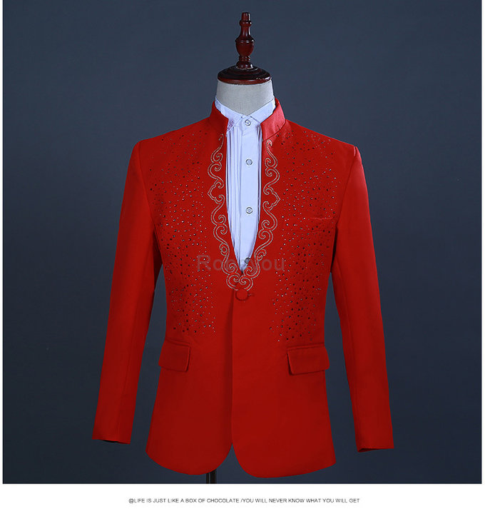 Hôte blazer entreprise rouge 2 pièces robe costumes