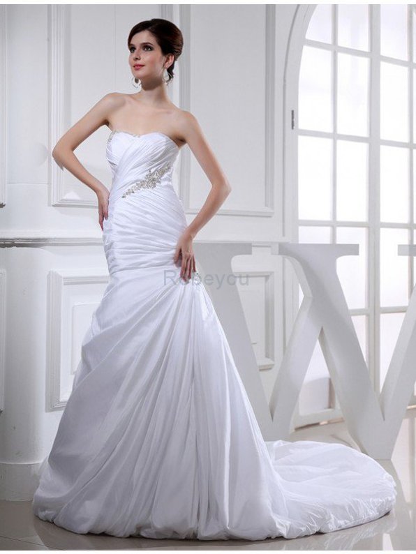 Robe de mariée de sirène avec sans manches appliques cordon avec perle