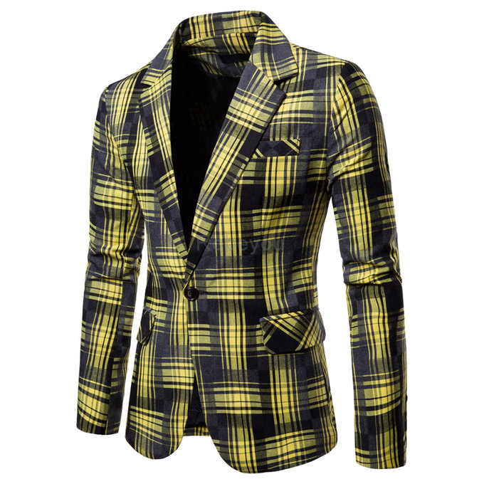 Nouveaux hommes mode manteau/hommes plaid costume veste fleur