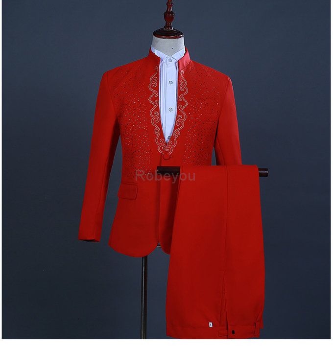 Hôte blazer entreprise rouge 2 pièces robe costumes