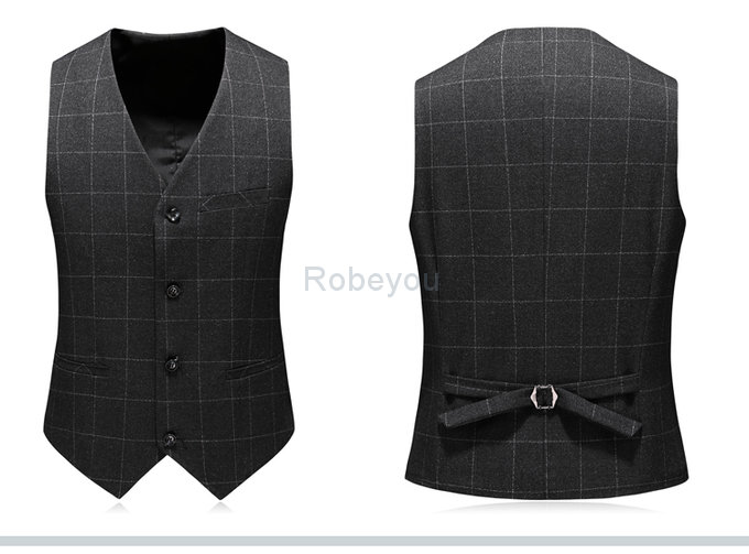 Costume hommes party mariage gris rayure hommes veste + gilet + pantalon