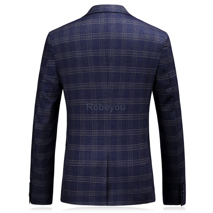 Ensemble slim fit mariage hommes costumes plaid 3 pièces hommes costumes marque un bouton