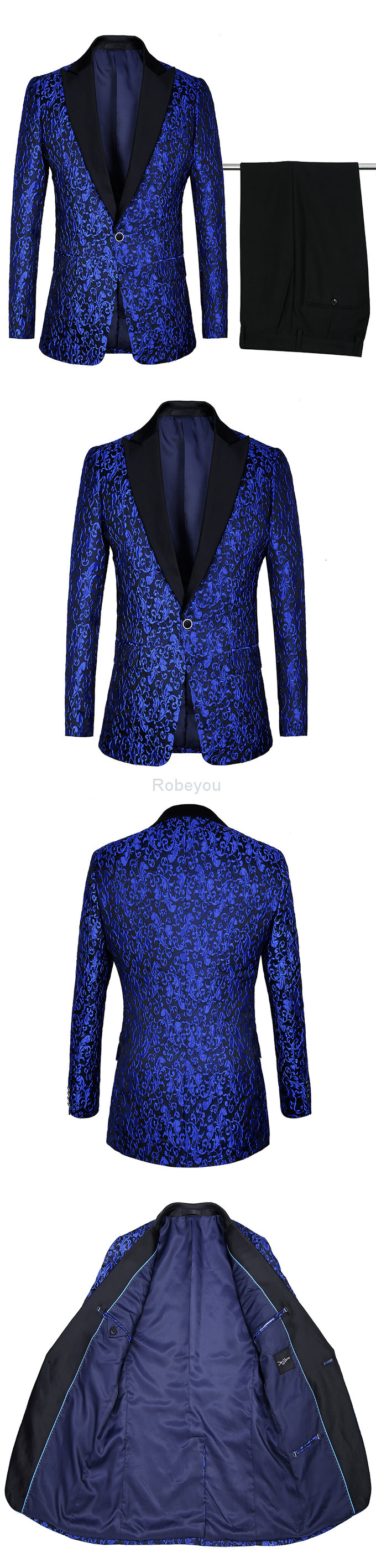 Conceptions de bal costume imprimer hommes bleu tuxedos