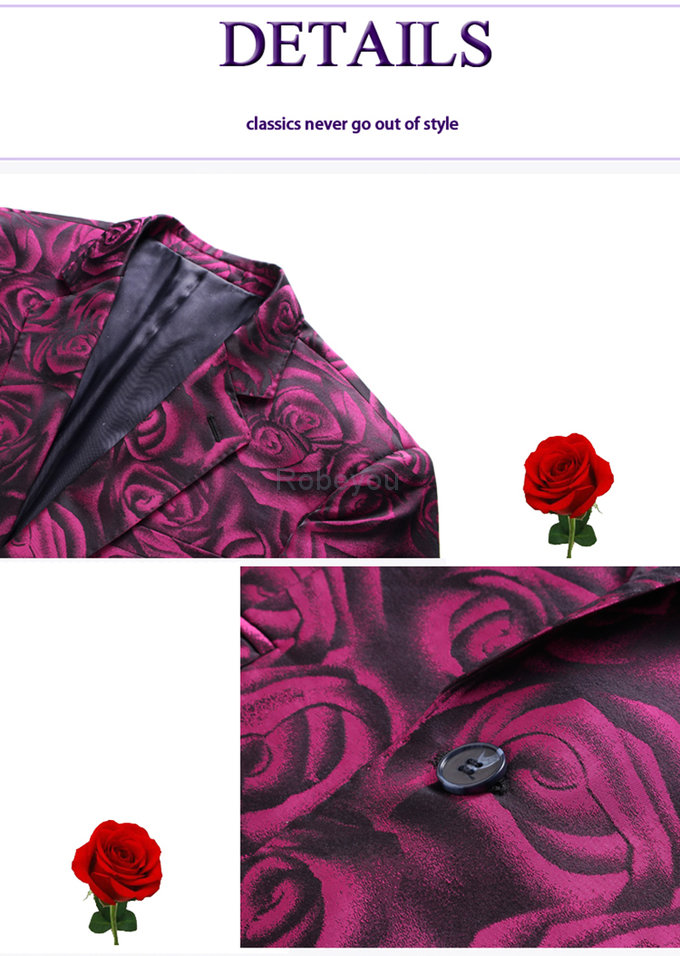 Slim fit business 5xl rose costumes pour hommes hommes blazer grande taille floral