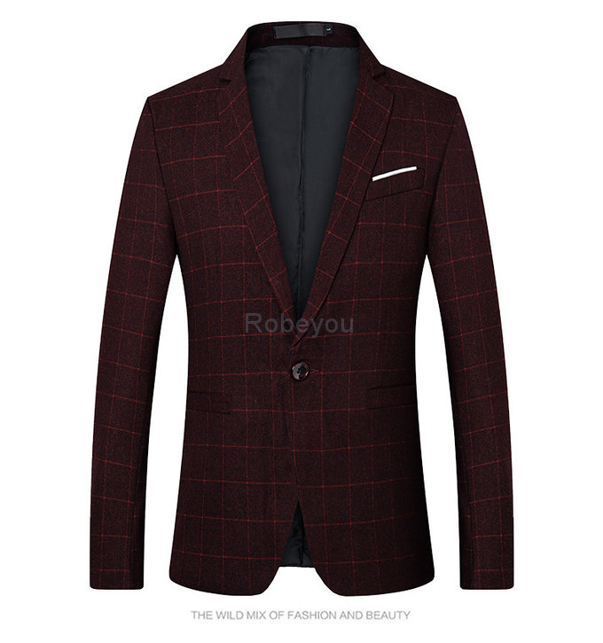 Veste vestes plaid mâle blazer taille m-5xl vin rouge