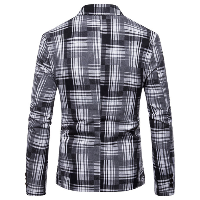 Nouveaux hommes mode manteau/hommes plaid costume veste fleur