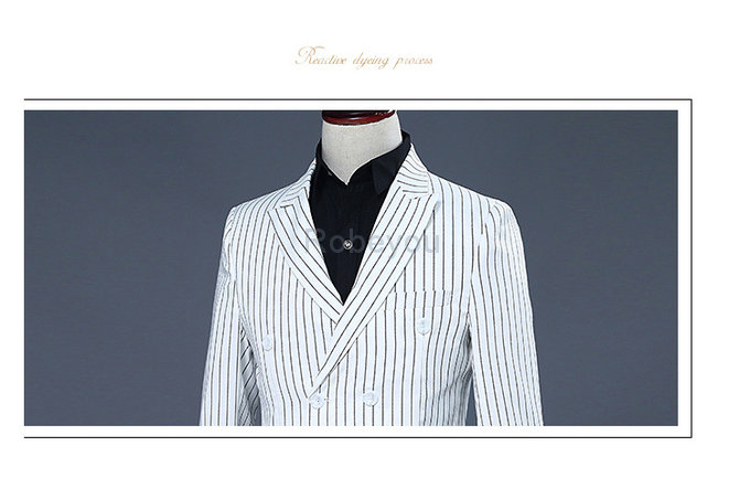 Coréen rayé robe de mariée costume avec pantalon 2 pièces fête homme hommes blazer