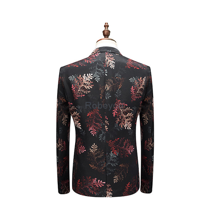 Smoking homme floral imprimé d'honneur blazer slim fit costume hommes 3 pièces