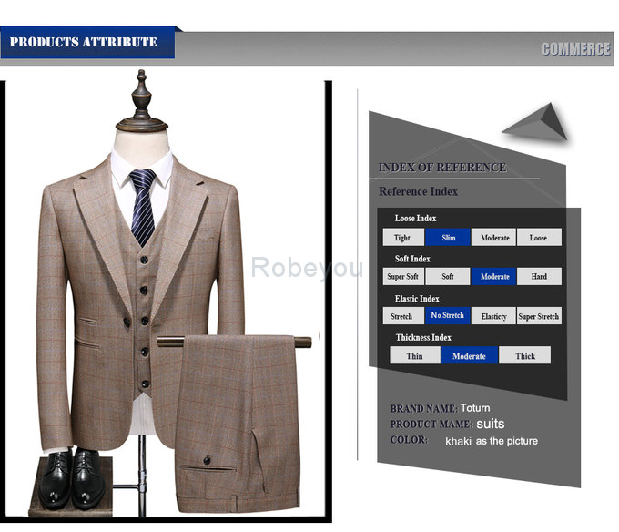 Travail affaires plaid un bouton fête slim fit costume blazers costume