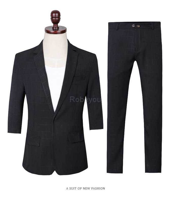 Hommes slim fit costumes terno pour hommes pantalon ensembles