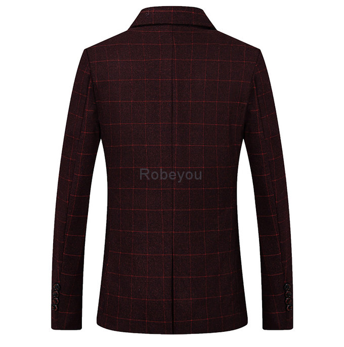 Veste vestes plaid mâle blazer taille m-5xl vin rouge