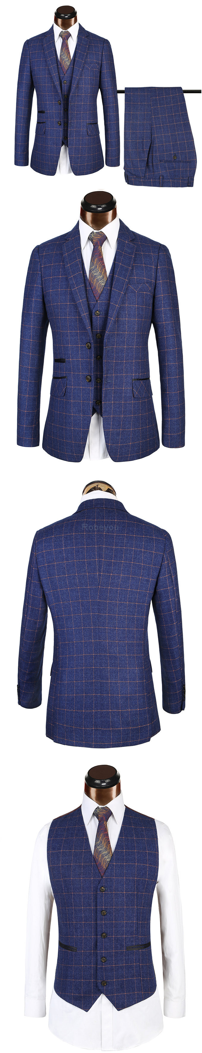 Plaid costume costume d'affaires mâle blazer mariage élégant homme