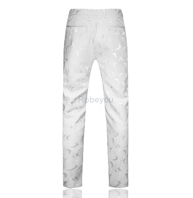 Marié blanc hommes costume slim fit costumes avec pantalon ensembles