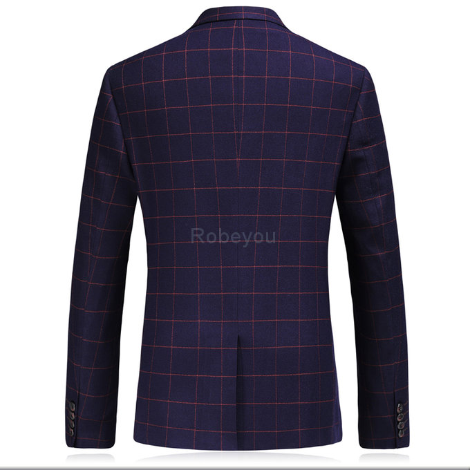 Plaid costume blazer costumes pour hommes veste + pantalon + gilet 3 pièces gentleman