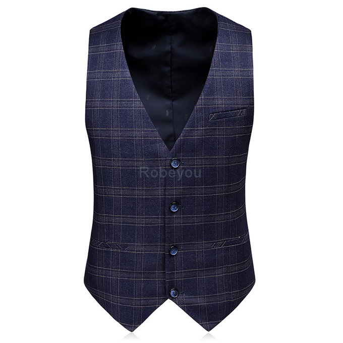 Ensemble slim fit mariage hommes costumes plaid 3 pièces hommes costumes marque un bouton