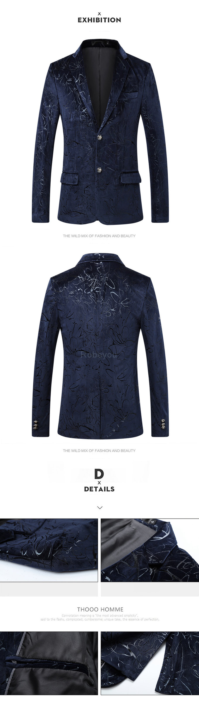 Slim veste imprimé hommes costumes mode luxe asiatique taille blazer