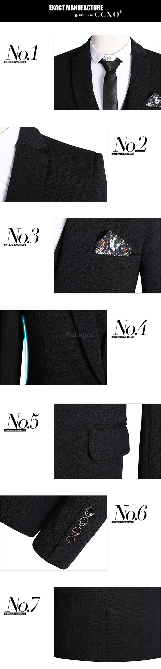 Noir nouveau slim fit costume smokings entreprise costumes blazers