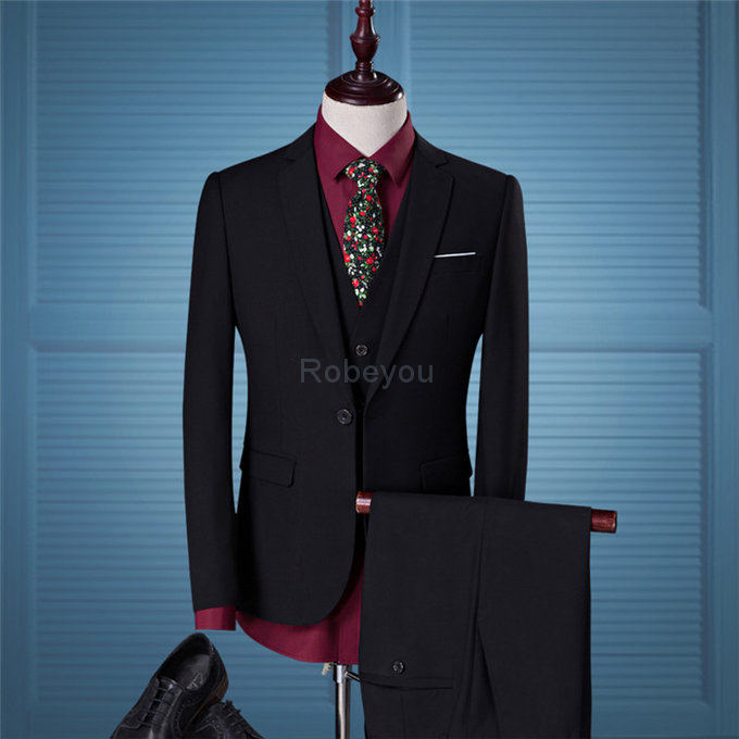 Gilet + pantalon nouveaux hommes loisirs simple couleur boutonnage costumes