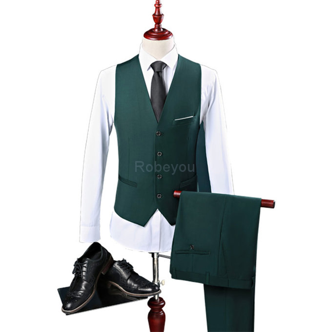 Gilet + pantalon nouveaux hommes loisirs simple couleur boutonnage costumes