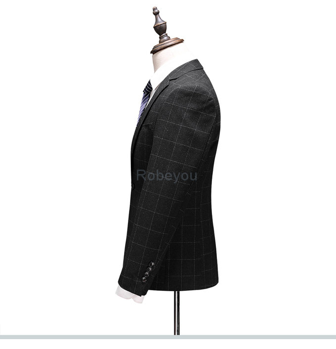 Costume hommes party mariage gris rayure hommes veste + gilet + pantalon