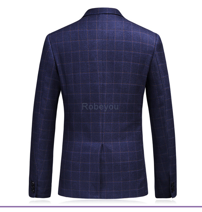 Plaid costume blazer costumes pour hommes veste + pantalon + gilet 3 pièces gentleman