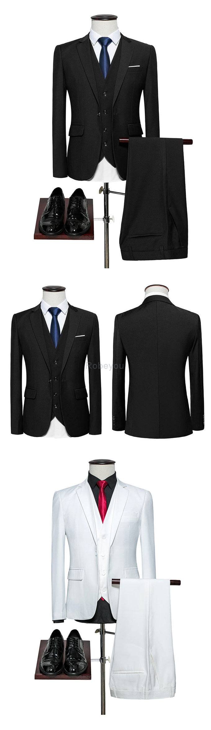 Blazers ensembles de mode hommes slim fit noir veste